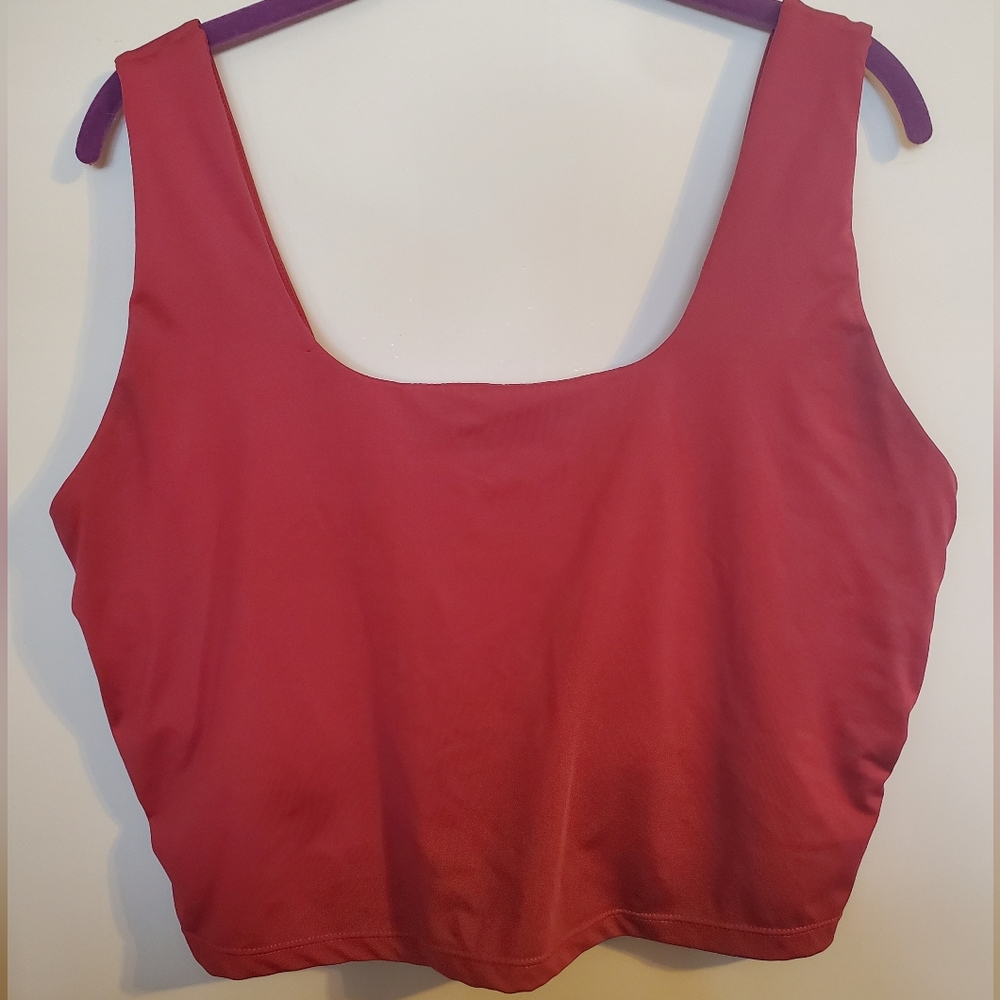 South Beach Plus square neck longline crop top in dusty pink (Size 16)